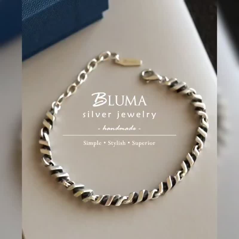 男生手链 锋芒纯银手链  925 纯银 个性 情侣对链 男生礼物 情人节 - 手链/手环 - 纯银 银色