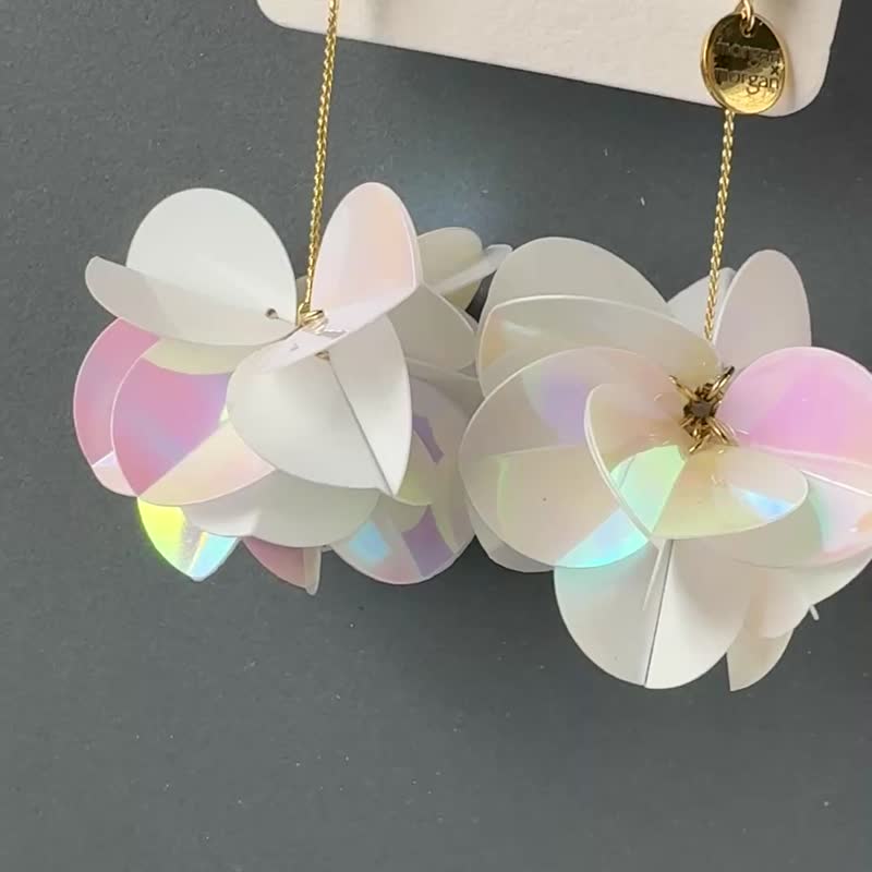 绣球花-大 - 耳环/耳夹 - 塑料 白色