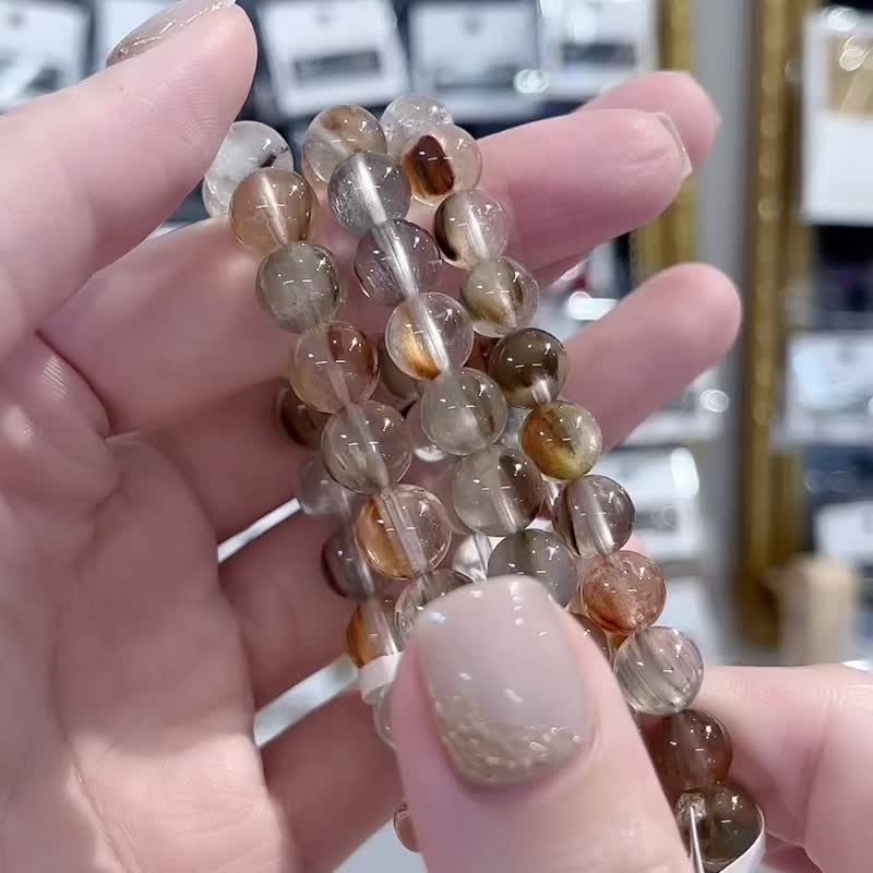 玻璃透光感仙女莫兰迪色系彩色兔毛水晶8-9mm优雅文青彩串色调 - 手链/手环 - 水晶 多色