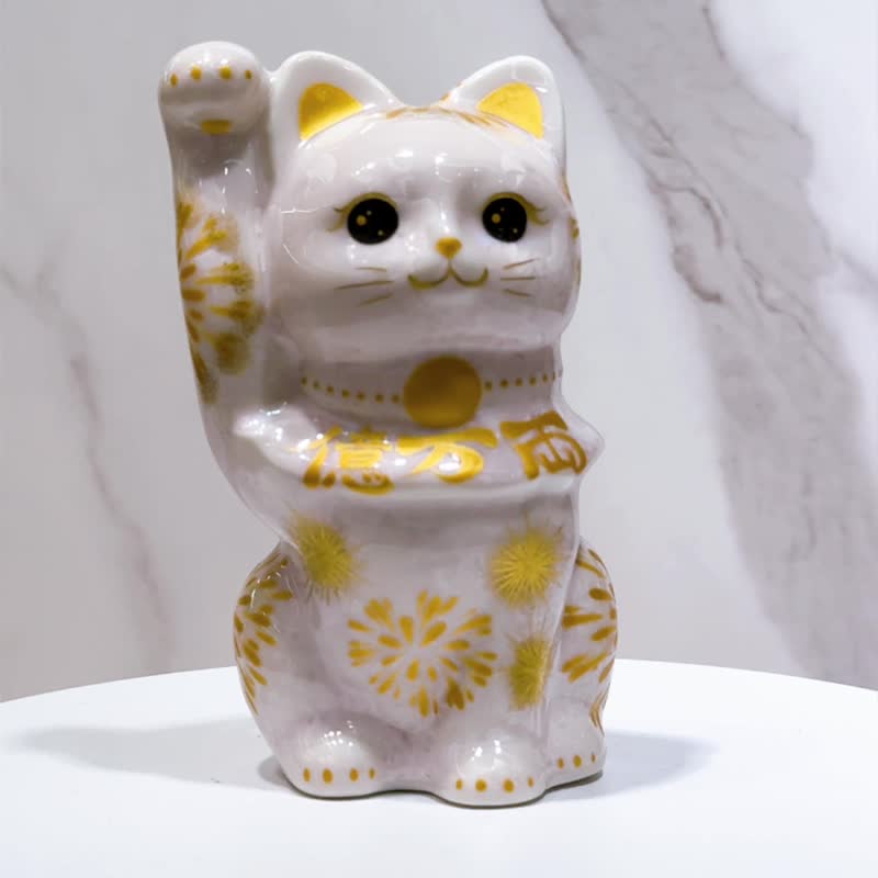 【桃花盈耀】日本清水烧招财猫 | 花结晶 - 桃花火亿万両 - 摆饰 - 瓷 粉红色
