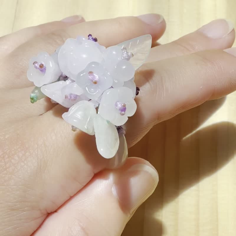 手工玉石戒指 – 小猫与蝴蝶 - 戒指 - 玉石 蓝色