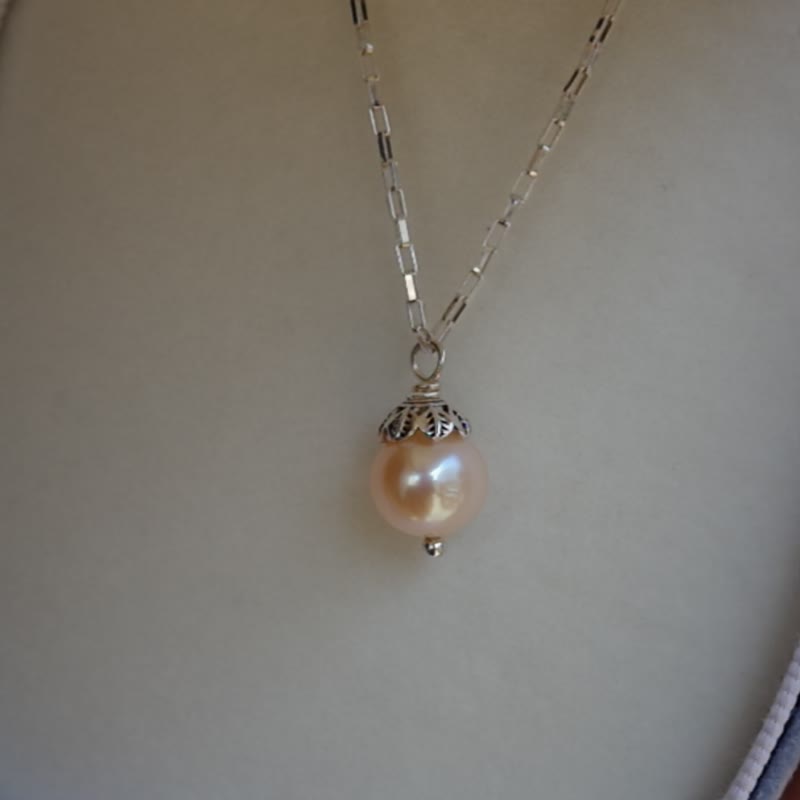 盛果-橘粉色天然淡水珍珠项链 FN001 - 项链 - 珍珠 