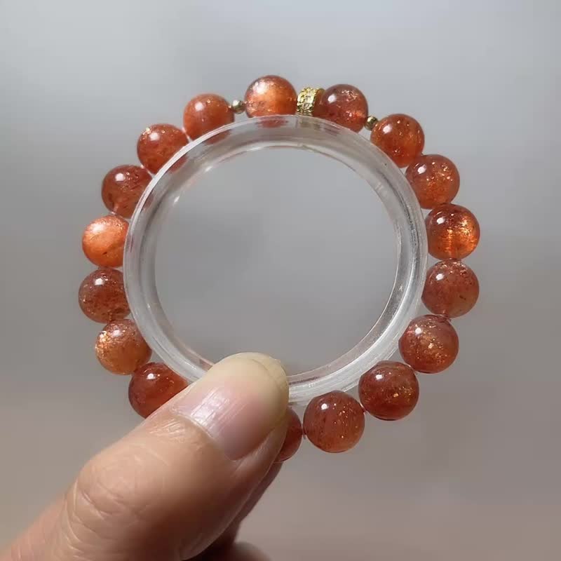 天然矿石 金太阳9.5mm 手链 招财挡煞 正阳气 人缘亲和 事业顺利 - 手链/手环 - 宝石 橘色