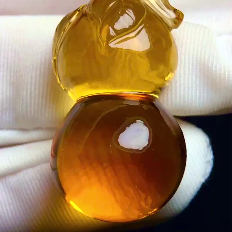 天然极品巴西黄水晶葫芦吊坠 雕工精湛 晶体透彻干净无瑕疵 - 吊饰 - 水晶 
