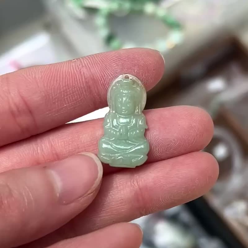 天然翡翠 缅甸 A玉 玉镯 • 芙蓉种观音翡翠吊坠 - 手链/手环 - 石头 绿色