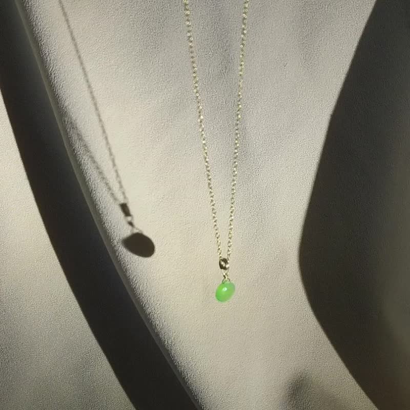 SV925/14KGF AAA 胖胖绿玉随 印度玛瑙 项链 Chalcedony 锁骨 - 项链 - 水晶 绿色
