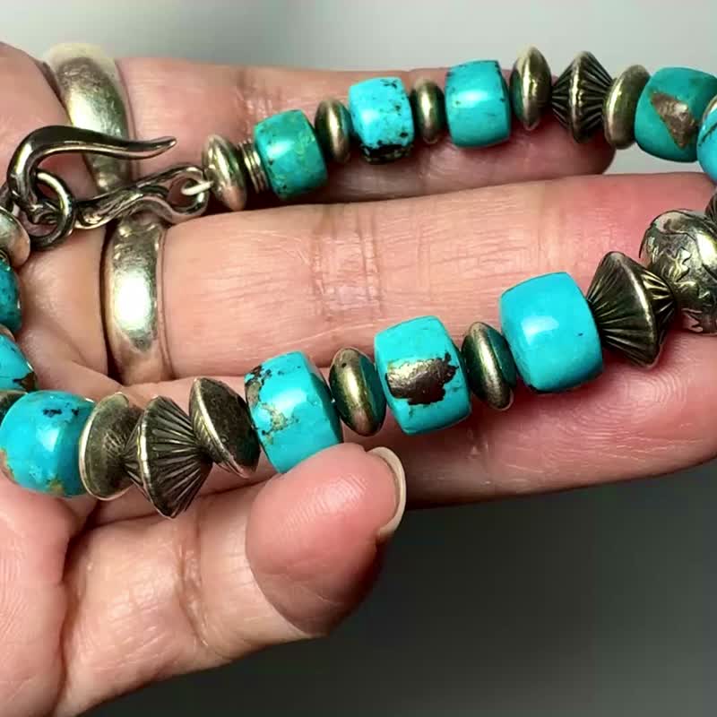 已售出 - 美国蓝色绿松石手链 - 项链 - 半宝石 蓝色