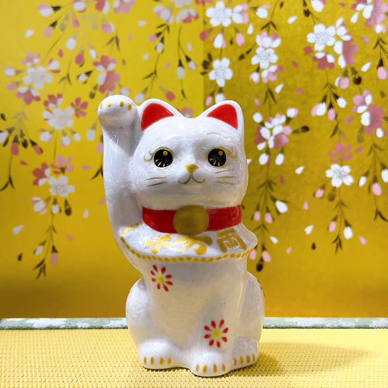 【桃晶聚财】日本清水烧招财猫 | 花结晶桃 - 千万両 - 摆饰 - 瓷 粉红色