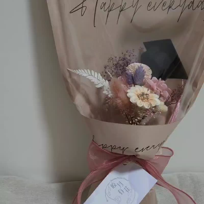 皎月有花 毕业花束-粉紫色系+毕业帽 - 干燥花/捧花 - 植物．花 