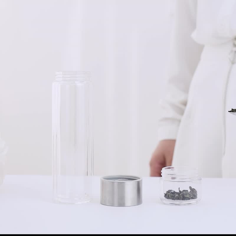 双层玻璃泡茶杯-茶叶滤网(樱花/桃花/紫藤花)200ml 情人节 圣诞礼 - 茶具/茶杯 - 玻璃 多色