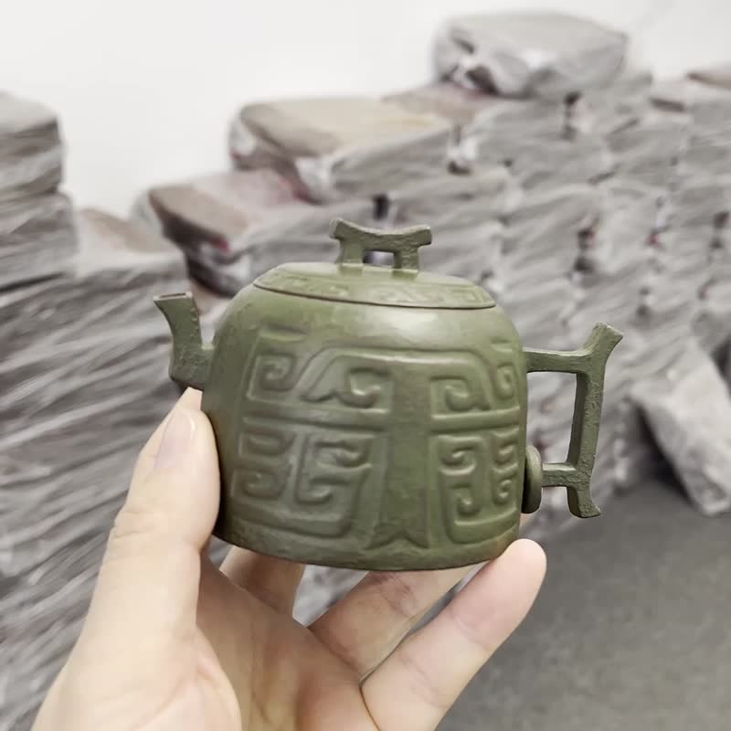 秦权 现货实拍 作品取材之秦钟 老味十足 浮雕装饰 寓意吉祥 细节 - 茶具/茶杯 - 陶 灰色