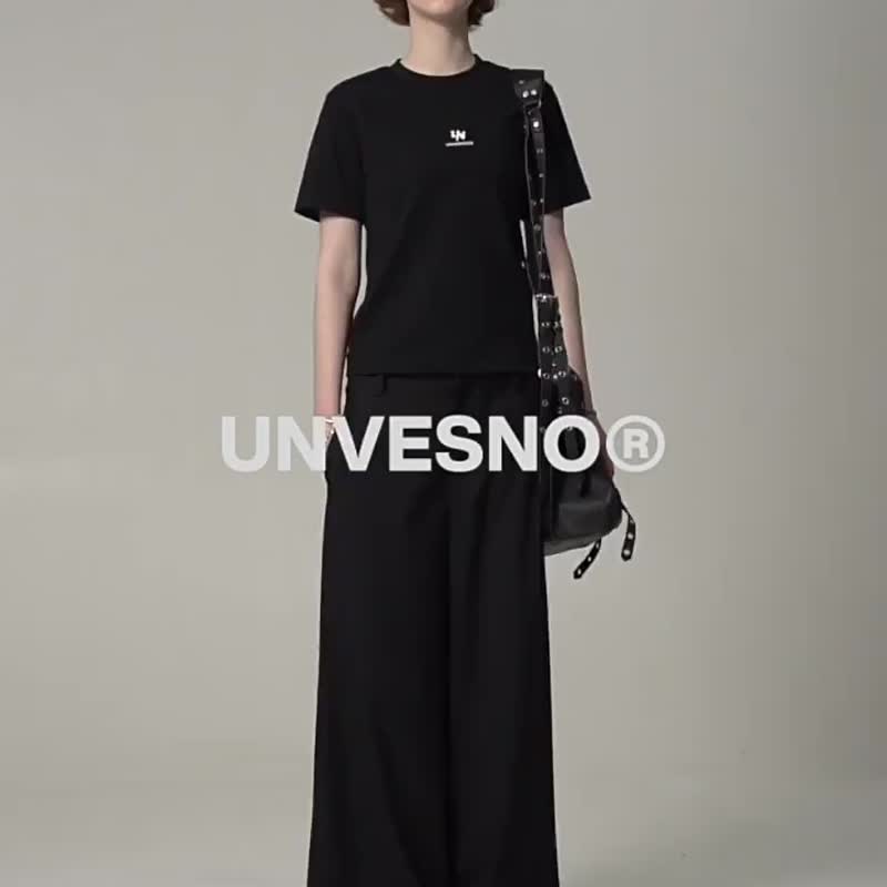 Unvesno (UN) 夏季基础微弹圆领修身男女款内搭短袖 SWS-1649 - 男装上衣/T 恤 - 棉 黑色