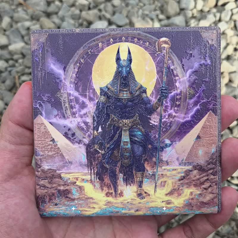 阿努比斯神-晶雕吸水陶瓷杯垫 - 杯垫 - 陶 黑色