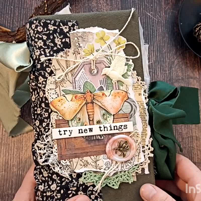 森林蝴蝶事物志 林地鸟语笔记本 手工制作 贩售中 - 笔记本/手帐 - 纸 绿色