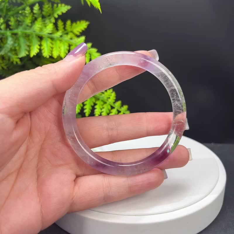 超七紫水晶手镯 58MM 冰透星光彩虹闪片 飘紫超级能量七水晶 美感 - 手链/手环 - 水晶 