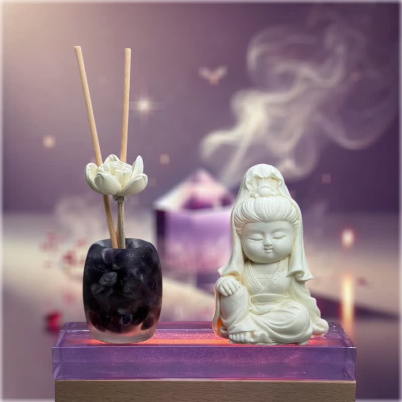 净念开运水晶平安灯座系列 紫水晶 观音小佛公仔光明灯 赠5ML精油 - 灯具/灯饰 - 树脂 紫色