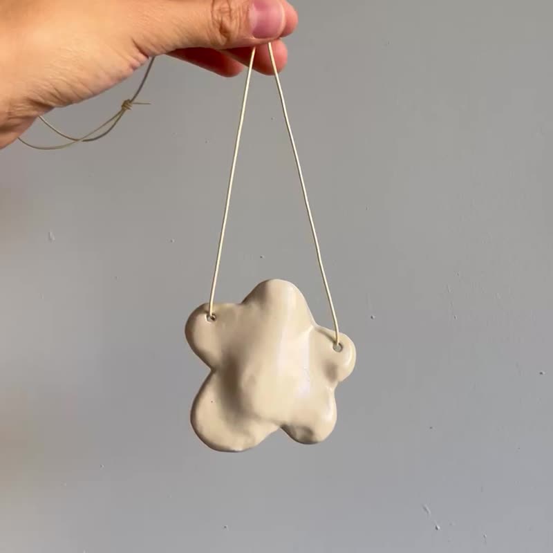 花朵造型陶瓷项链 - 长链 - 陶 白色