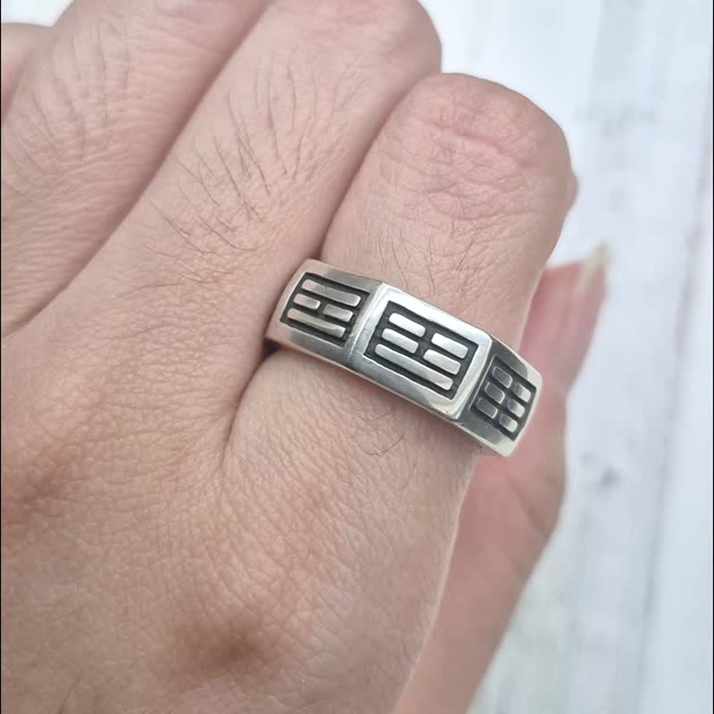 【比法一生】纯银戒指—八卦戒 925纯银手工饰品 - 戒指 - 银 银色