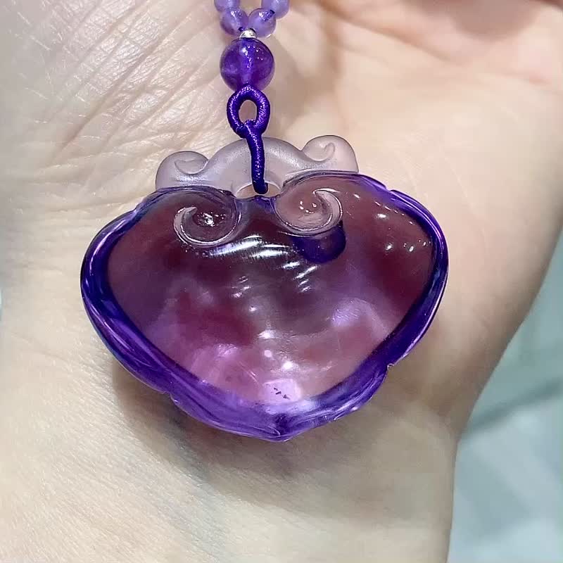 天然紫水晶如意吊坠超美紫罗兰色晶体冰透干净工艺精湛 - 手链/手环 - 水晶 