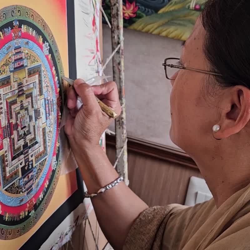 时轮曼陀拉——象征存在循环的灵性唐卡 - 墙贴/壁贴 - 其他材质 多色