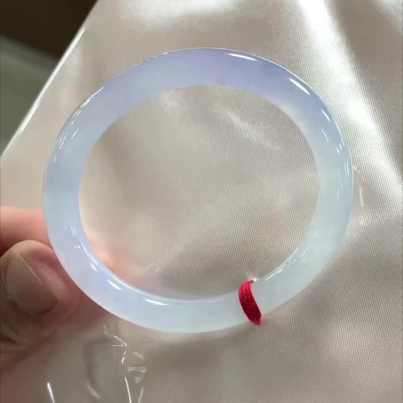 冰种翡翠天然翡翠玉镯 A玉手镯 玉鈪 • 冰种飘紫翡翠贵妃镯 - 手链/手环 - 玉石 紫色