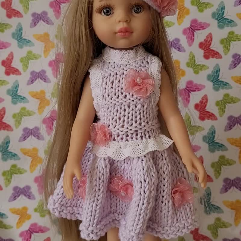 Handmade knit/crochet summer set for Paola Reina Las Amigas doll or 13 inch doll - 其他 - 棉．麻 白色