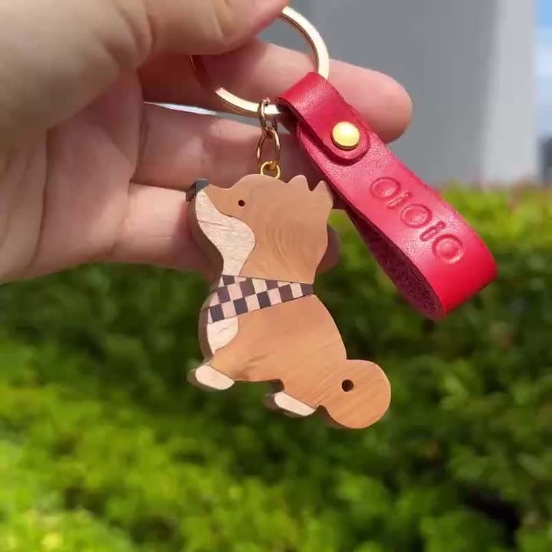 【手工实木吊饰】森林赤柴/  定制刻字 /送礼首选/生日 - 吊饰 - 木头 绿色