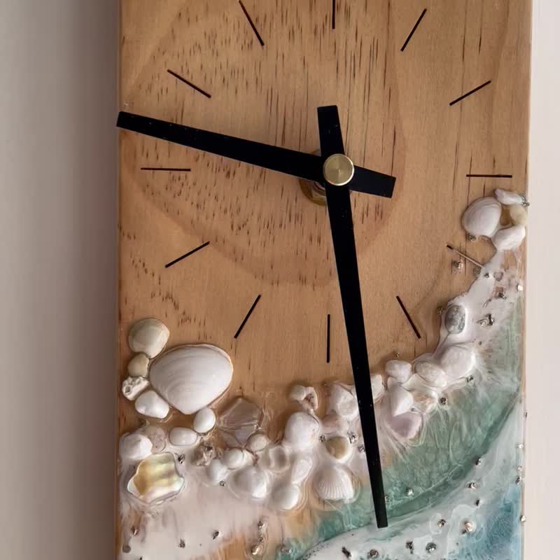 【树脂艺术作品】北欧简约海洋海浪木挂钟 - 时钟/闹钟 - 树脂 