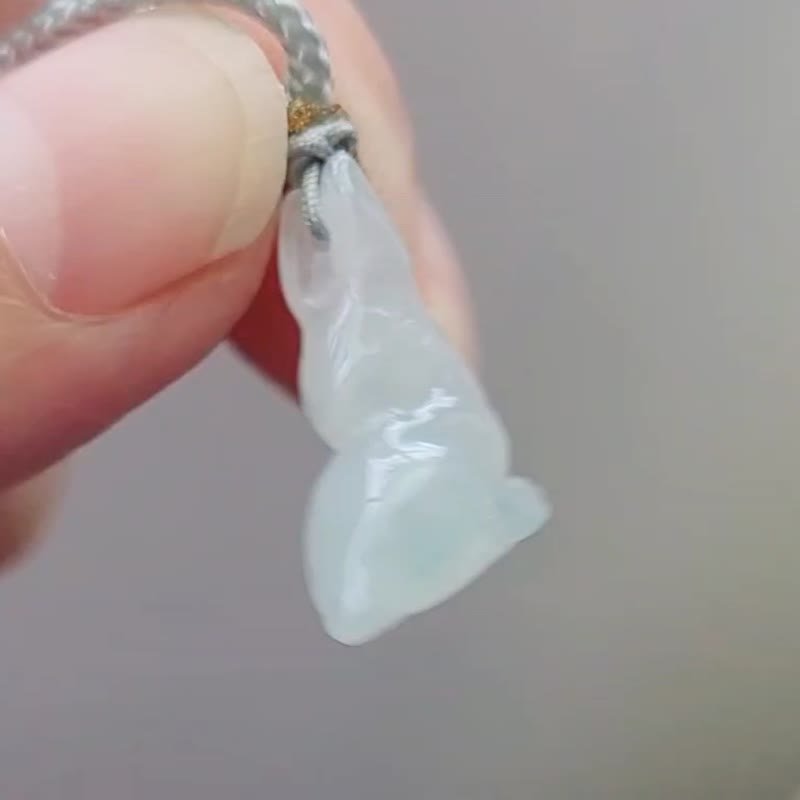 【亲翠】天然翡翠 冰飘花 || 俏皮可爱回头兔 || 项链  生肖兔 - 项链 - 玉石 多色