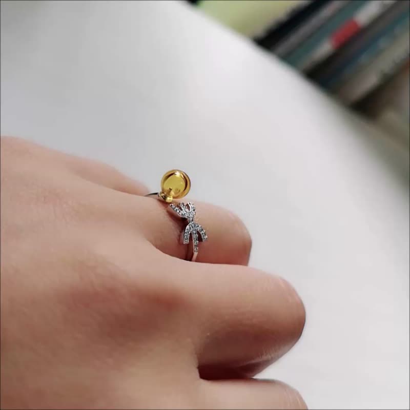 魔羯座 水瓶座 双鱼座 牡羊座 纯银镶钻星座琉璃香氛戒指 可调式 - 戒指 - 纯银 银色