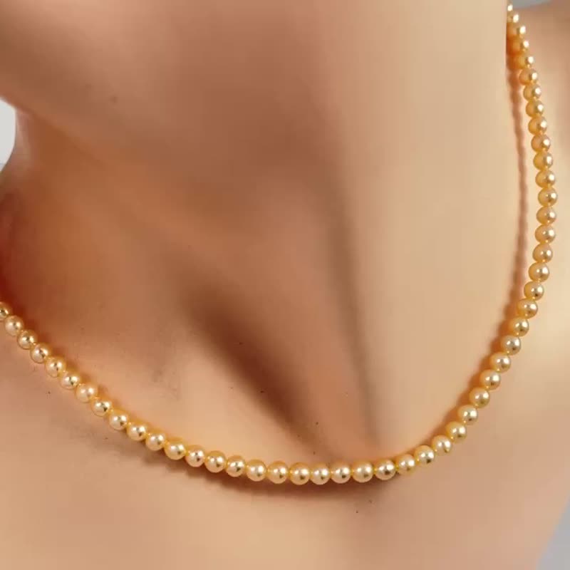 金色阳光  天然淡水珍珠 中国金 Baby珠 项链 - 项链 - 珍珠 金色