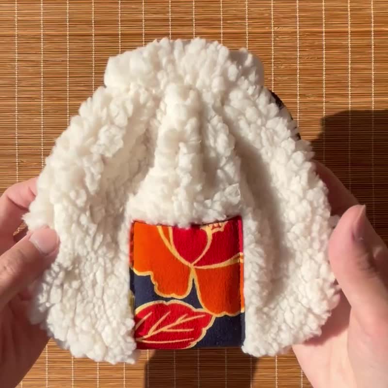 旧和服布料饭团束口袋 - 化妆包/杂物包 - 其他材质 