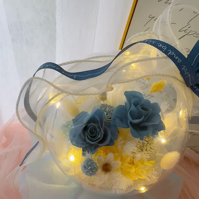 16寸光球抱抱桶永生花束| 星海之愿~开幕/祝贺/升迁/生日 - 干燥花/捧花 - 压克力 