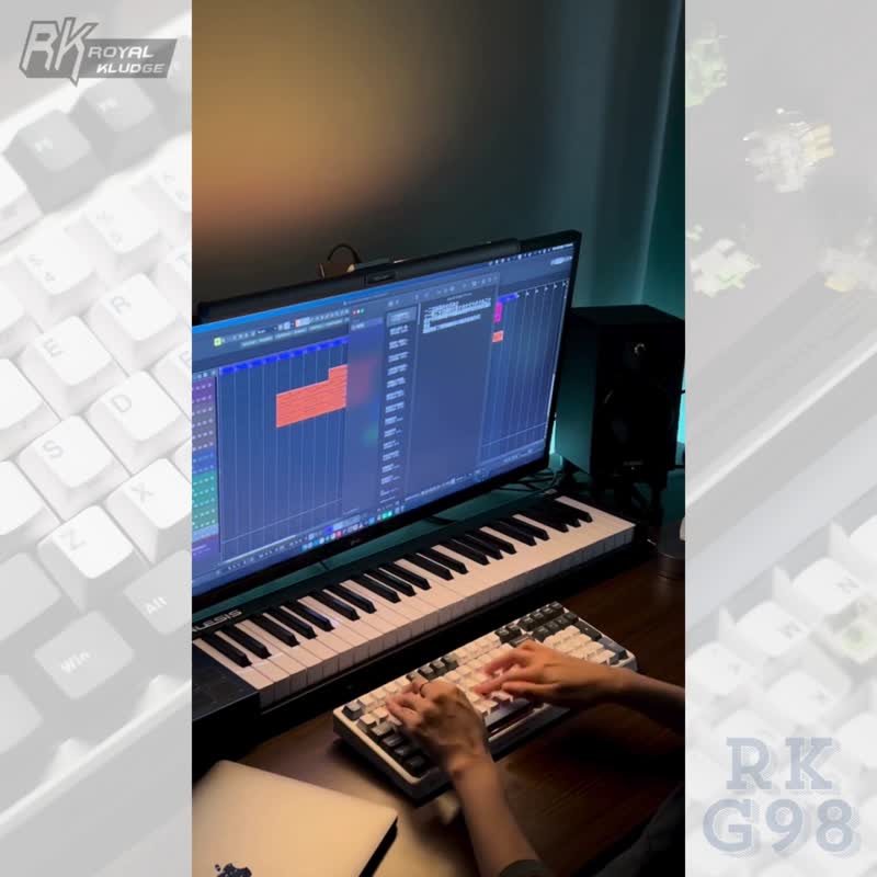 【RK】G98机械键盘 蓝牙三模PBT键帽 100键K黄轴 RGB 蓝色潮汐 - 电脑配件 - 塑料 白色