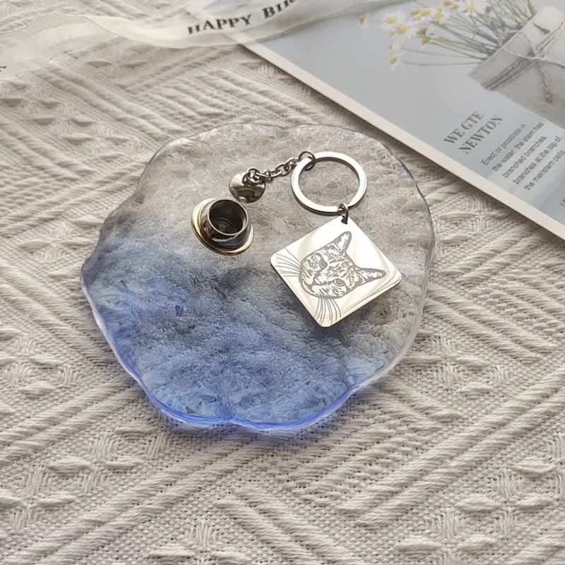 定制毛发骨灰星球钥匙圈 宠物亲人纪念饰品  毛孩过世礼物 - 钥匙链/钥匙包 - 不锈钢 银色
