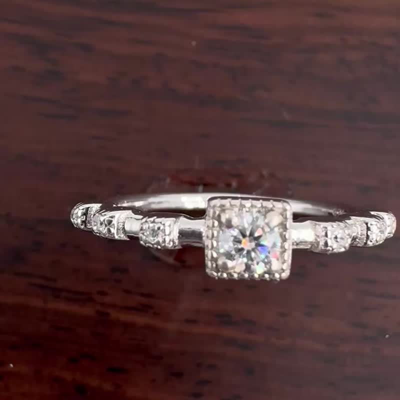 【Hee 轻珠宝】0.12ct 莫桑钻 925银 日常钻戒 - 戒指 - 银 