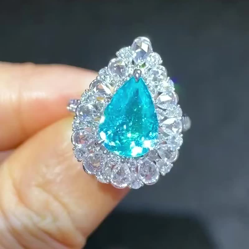 帕拉伊巴戒指 2.3克拉 - 戒指 - 宝石 