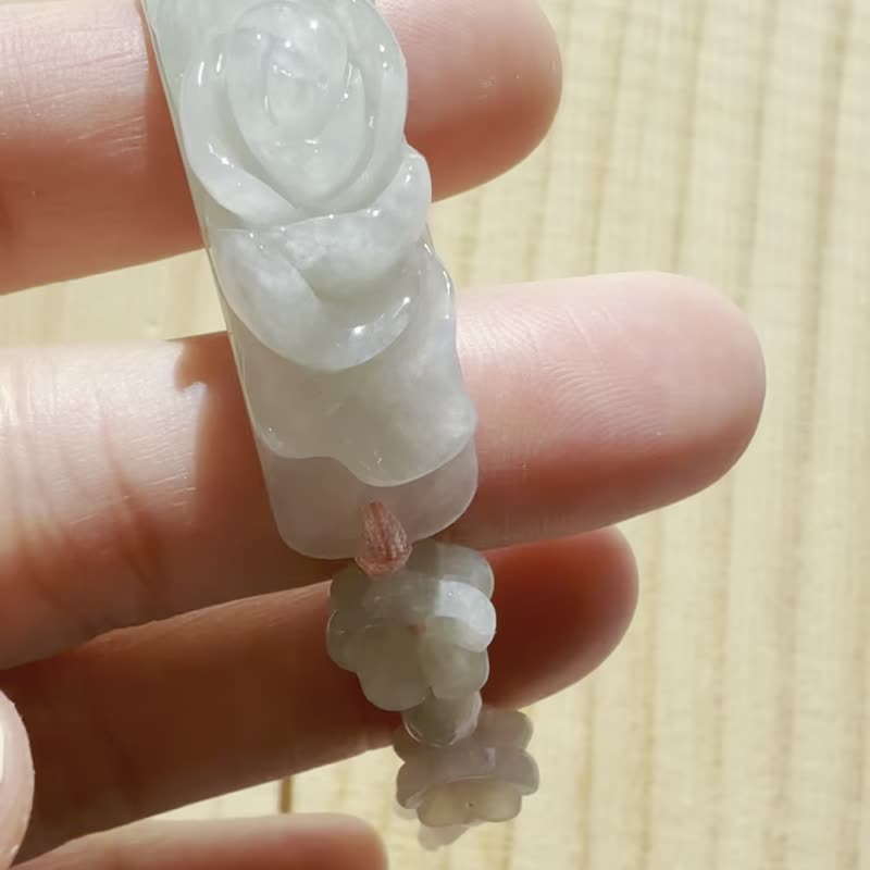 手工編織翡翠手链 — 花瓣轻吻 - 手链/手环 - 玉石 橘色