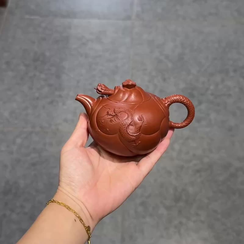 鱼化龙 全手工 中青实力派王克克作品 容量210cc 原矿朱泥雨夜观 - 茶具/茶杯 - 陶 咖啡色