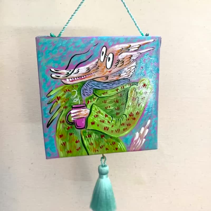 原画龙与咖啡。龙艺术。范妮绘画。咖啡艺术 - 海报/装饰画/版画 - 棉．麻 多色