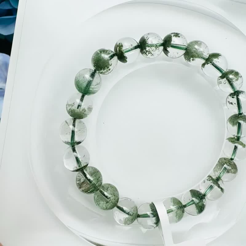 精品玻璃体森林绿招财半盆绿幽灵8.4-8.8mm19.77g主正财事业贵人 - 手链/手环 - 水晶 绿色
