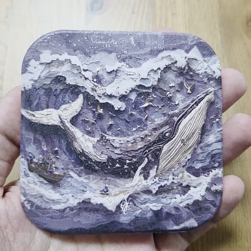 鲸魂记 晶雕陶瓷吸水杯垫 - 杯垫 - 陶 灰色