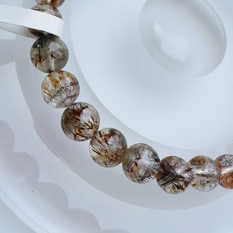 稀有玻璃金牙厚丝极光超七共生矿 5.9-6.1mm8.99g 招财钱钱色共生矿 - 手链/手环 - 水晶 多色