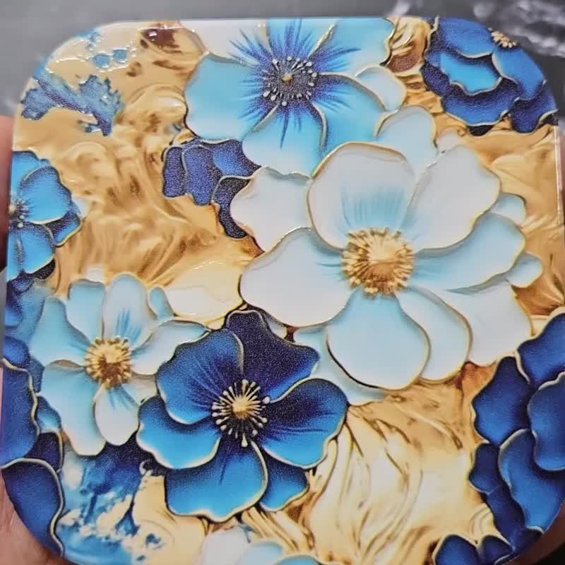 花语乐园-吸水陶瓷杯垫 - 杯垫 - 陶 白色