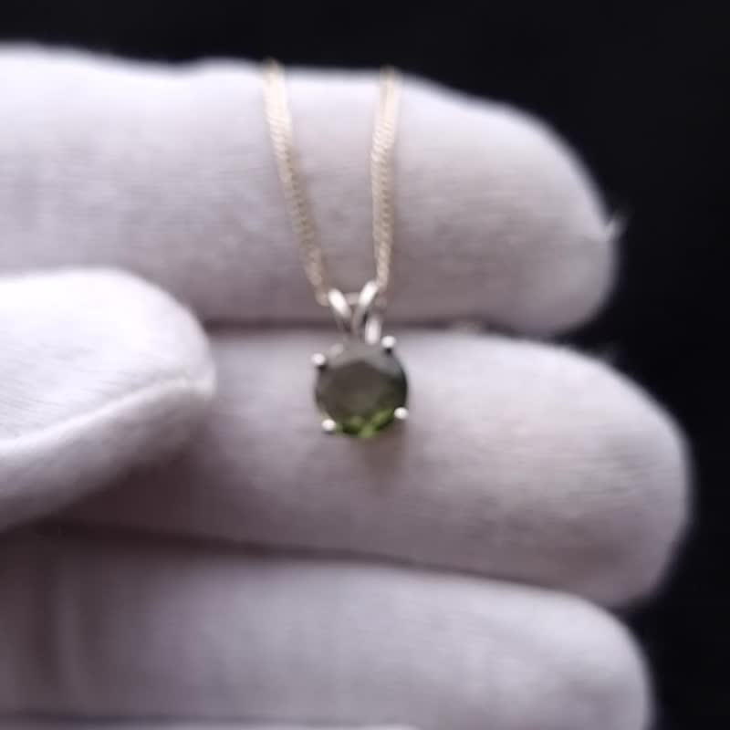 Facetated moldavite pendant with silver 925 - 项链 - 银 