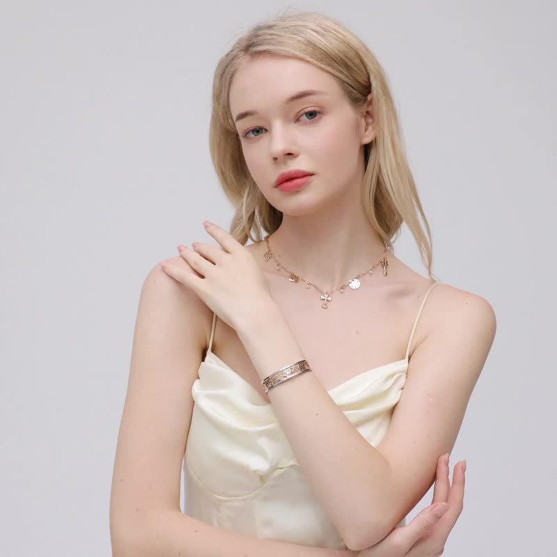 【JM】宗教饰品| 316不锈钢 | 复古轻奢 |日常穿搭 |通花镂空浮雕 - 手链/手环 - 不锈钢 