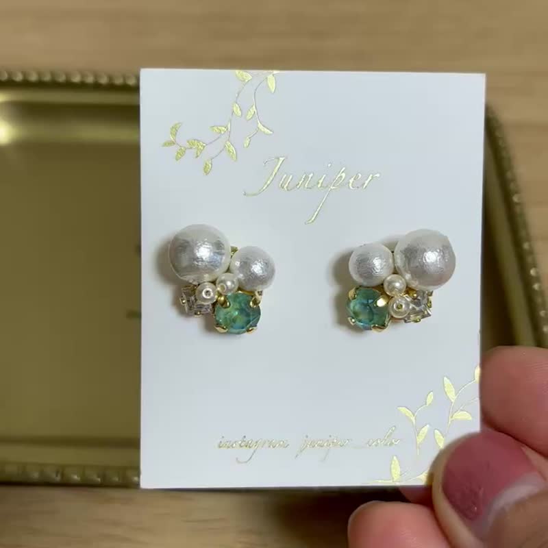 Teal bijou earrings - 耳环/耳夹 - 玻璃 绿色