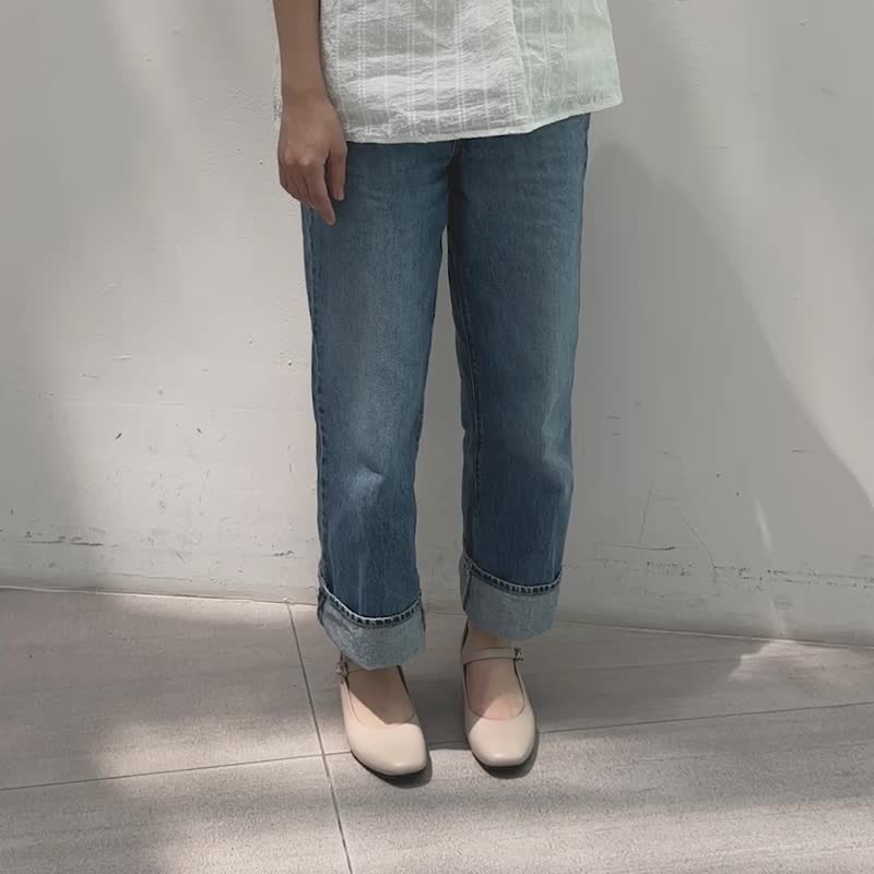 艾玛方头玛莉珍低跟鞋-英式奶茶 - 高跟鞋 - 真皮 白色