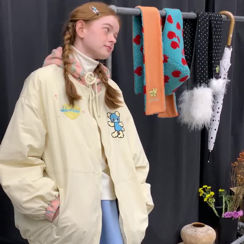 odd maker贴布绣拼接碎花帽廓形连帽棉服女冬保暖棉衣短款厚外套 - 女装上衣 - 棉 