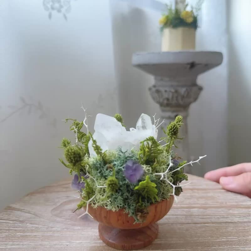 白水晶簇-办公室小物 消磁 夏日小刨冰。永生叶材绿植栽 - 植栽/盆栽 - 水晶 白色
